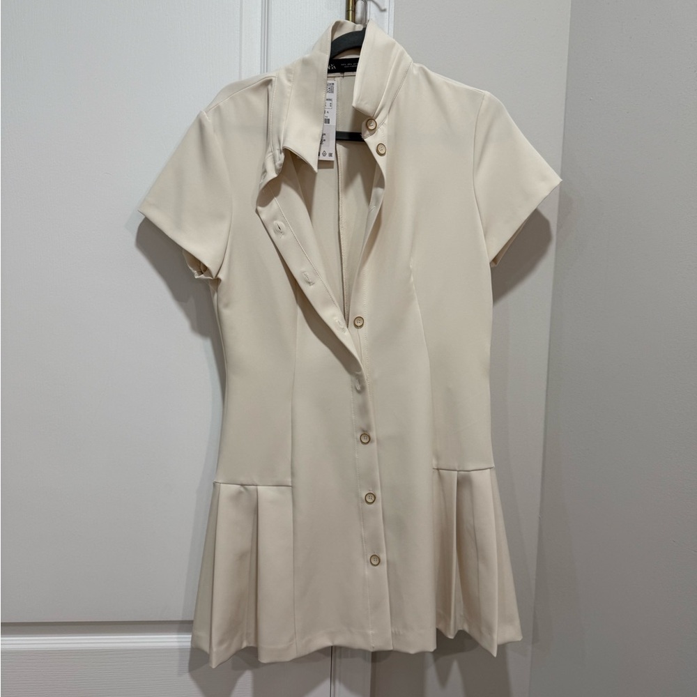 Zara Cream Button-Down Mini Dress - Picture 10 of 11